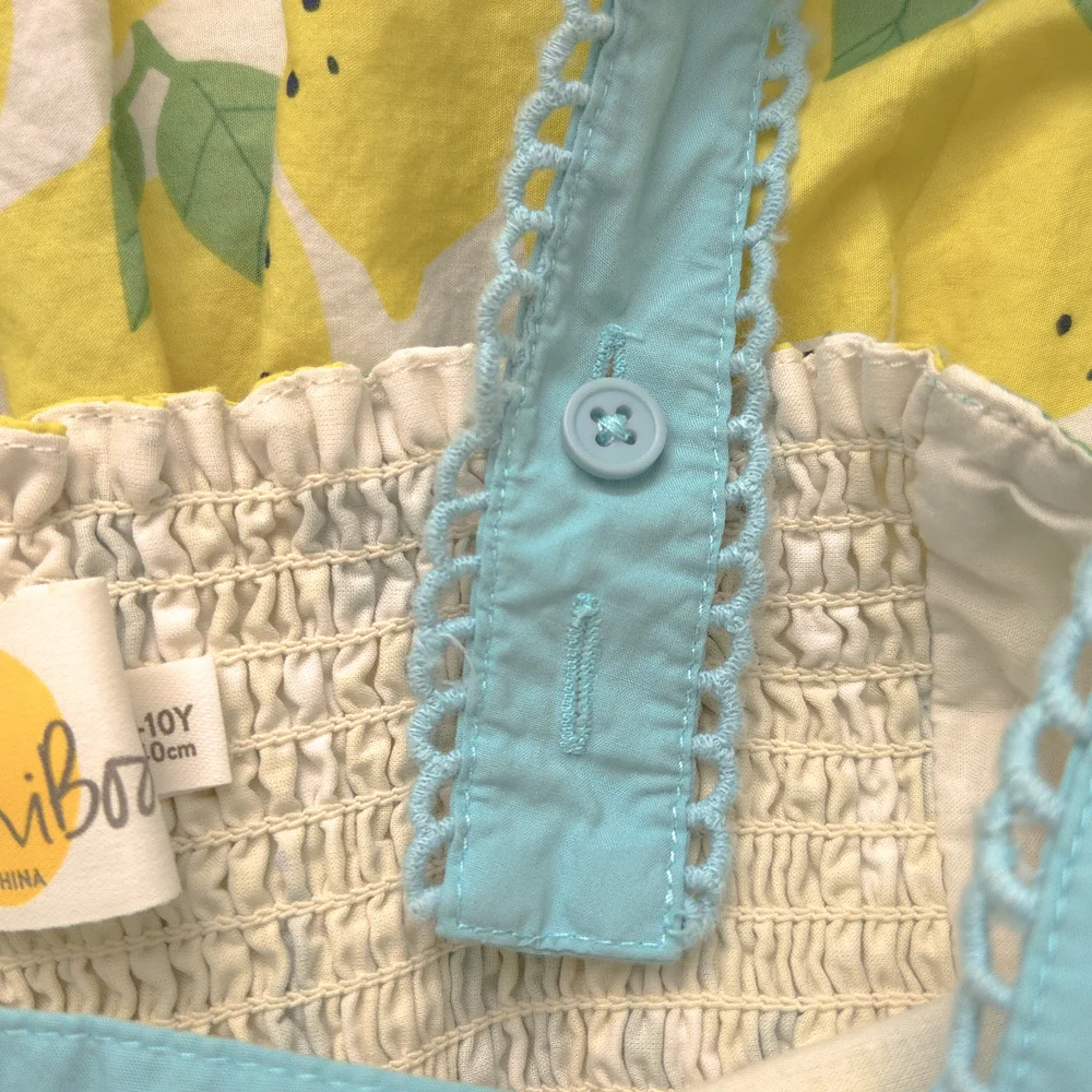 Mini Boden Lemon Print Yellow & Blue Sleeveless Sundress Dress- Size 9-10Y - Picture 6 of 9